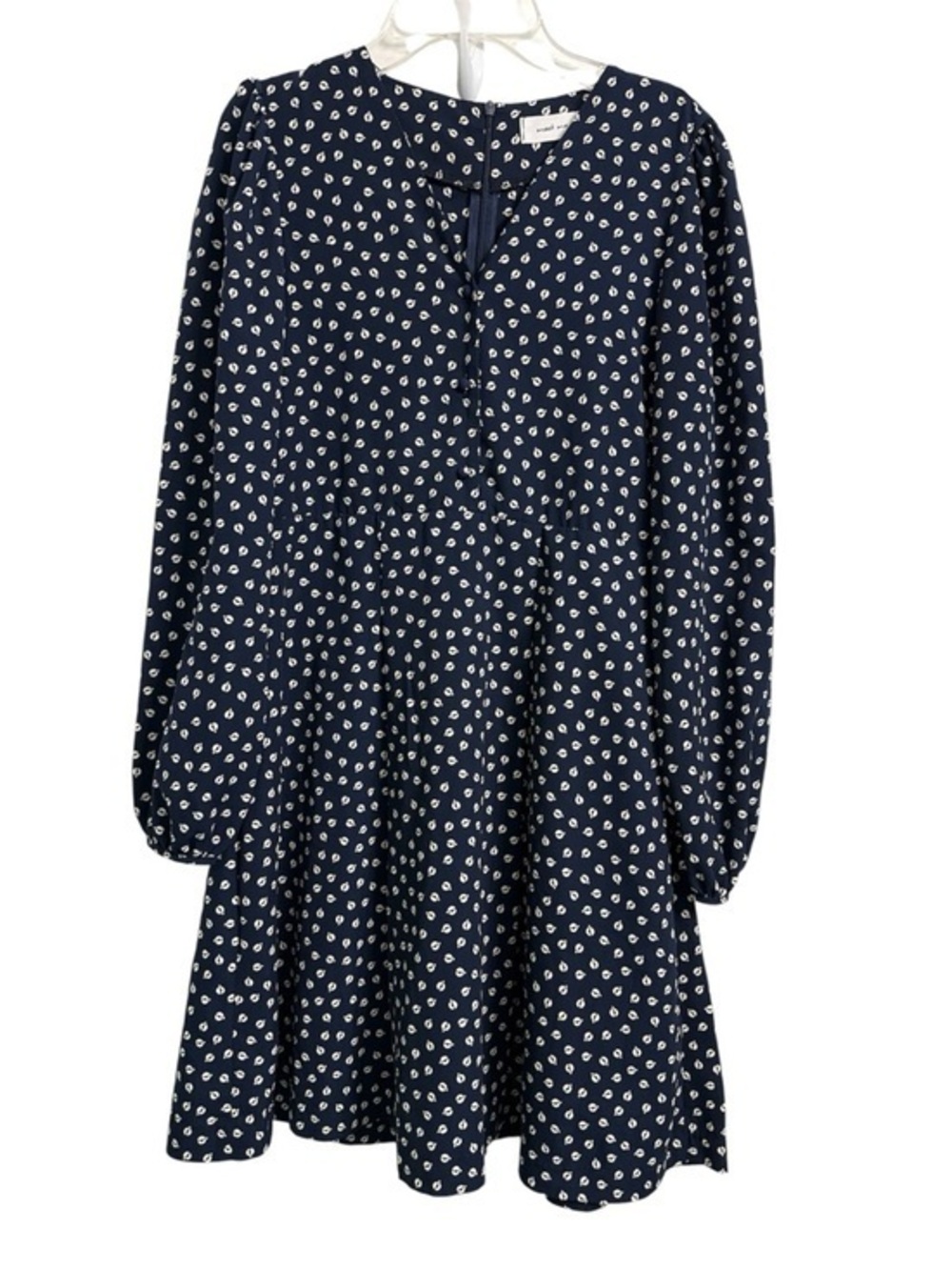 Navy Mini Dress with White Floral Dot Print size